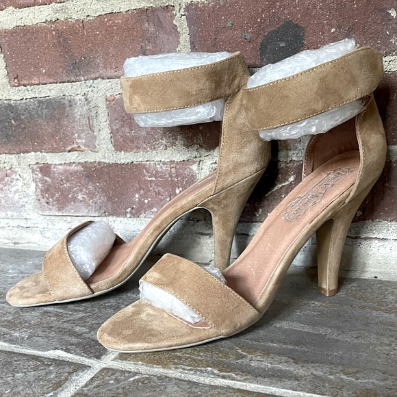 Jeffrey Campbell Great Moments Hough Tan Suede Ankle Strap Heels Pumps Size 9.5 - Picture 12 of 16